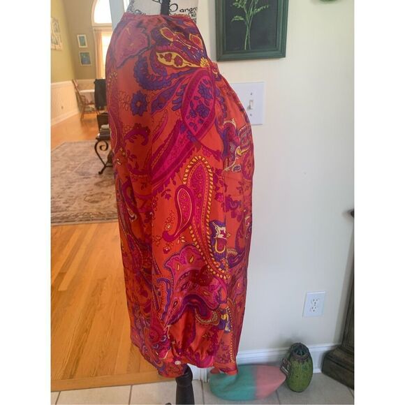 Ralph Lauren Fuchsia Orange Paisley 100% Silk Blouse - Picture 6 of 9